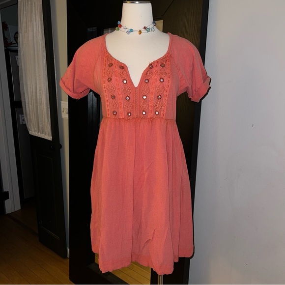 Free People Boho Embroidered Mirror Swing Dress
Coral Size Small - Picture 3 of 11